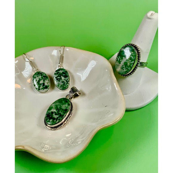Green Tree Agate 3-Piece Matching Set